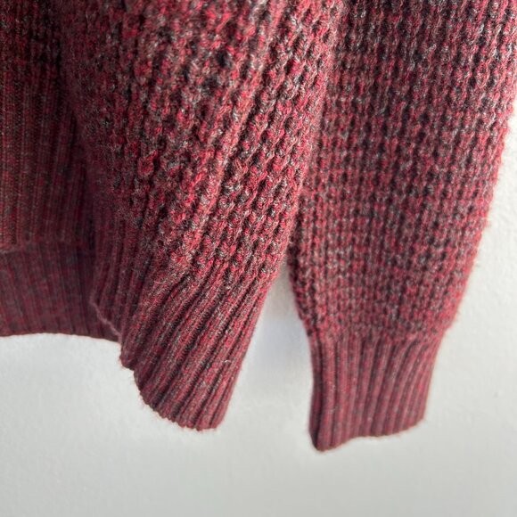FAHERTY Men's Wool & Cashmere Maroon Knit Quarter Button Sweater - Picture 5 of 5